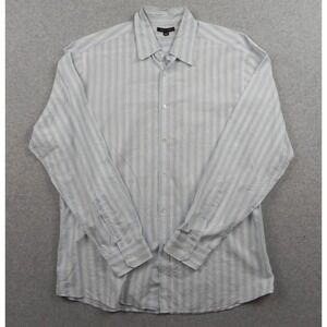 Saltaire Shirt Mens Large Business Casual Button Up Blue Striped Long Sleeve